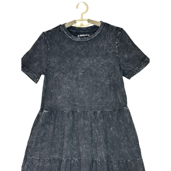 American Giant Womens Premium Slub Tiered Midi Dress Small Black Mineral Wash - Picture 3 of 14